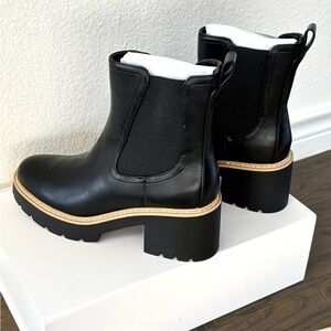 Dolce Vita Black Ankle Boots with Chunky Heel
